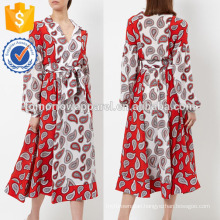 New Fashion Red Combo Paisley Print Daily Dress Manufacture Wholesale Fashion Women Apparel (TA5192D)